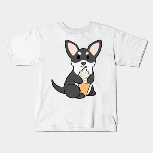 Black and White Chihuahua Ice Cream Kids T-Shirt